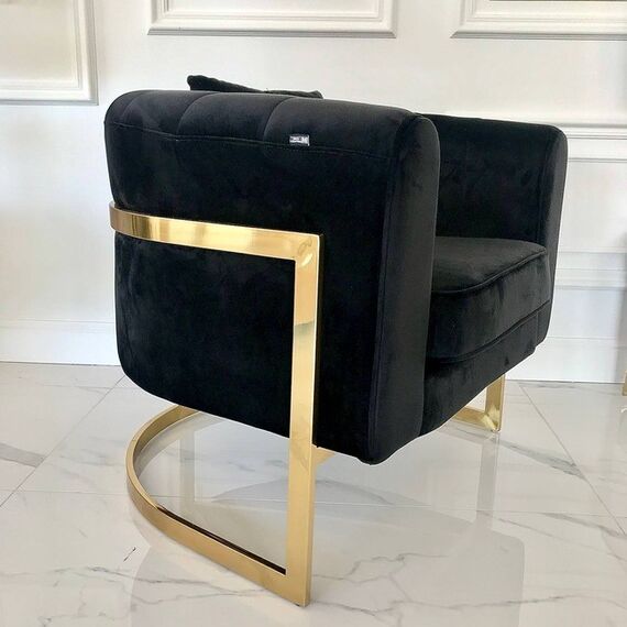 Modern glamor armchair for the living room and dining room, golden black BENT