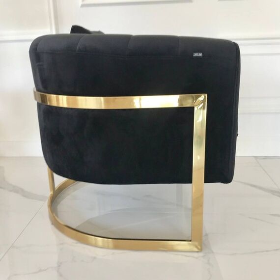 Modern glamor armchair for the living room and dining room, golden black BENT