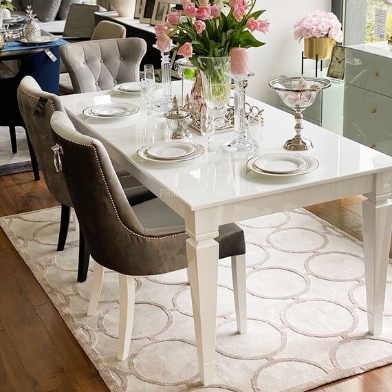 Classic white dining table, kitchen extendable, glamor, high gloss ELEGANCE OUTLET