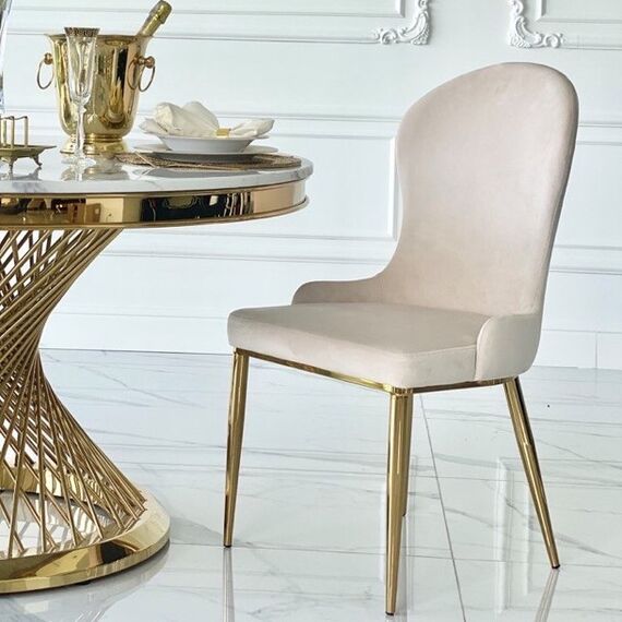 LOUIS modern beige gold New York-style upholstered glamour chair 49x55x110