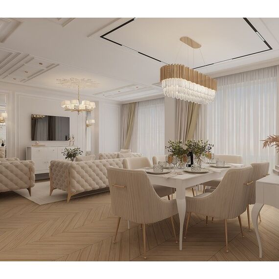 Krzesło beżowe glamour na złotych nogach z kołatką do jadalni, toaletki, nowoczesne, tapicerowane, designerskie PALOMA