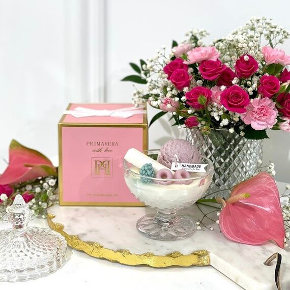Świeca zapachowa naturalna deser lodowy różany - prezent dla niej