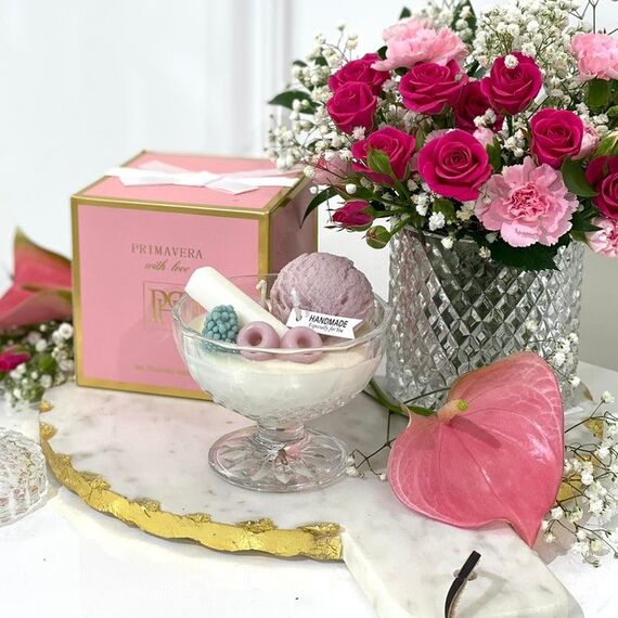 Świeca zapachowa naturalna deser lodowy różany - prezent dla niej