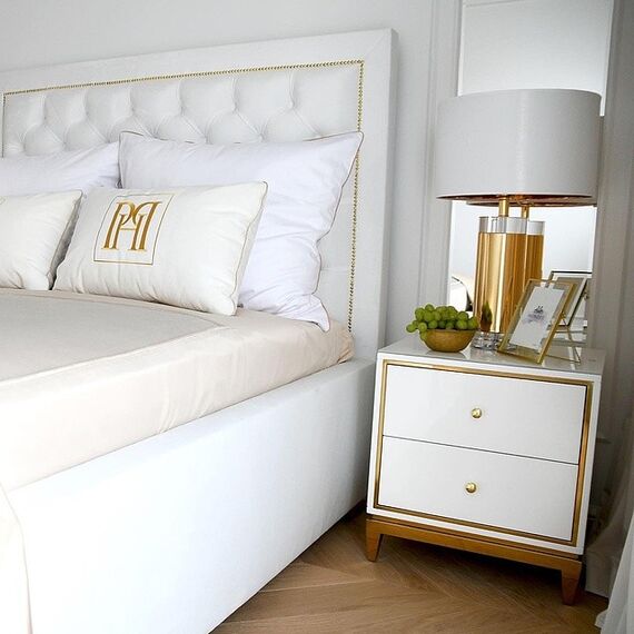 New York bed glamour upholstered quilted chesterfield grey, white MODERN