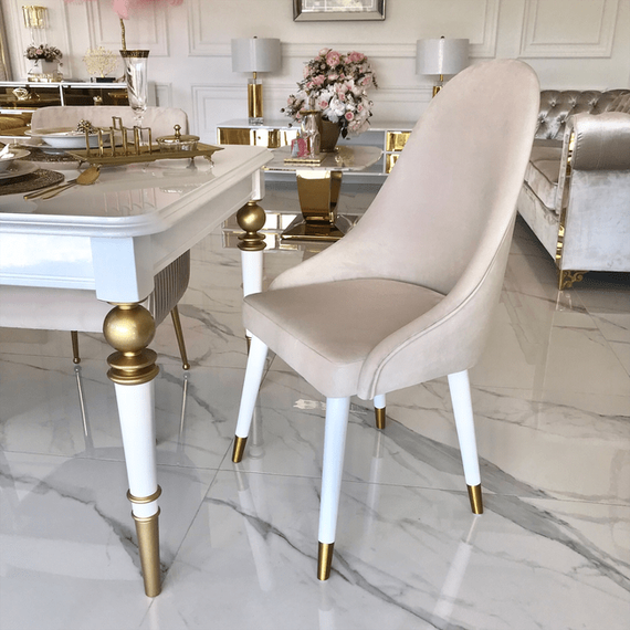 Luxurious upholstered chair, for the dining room, classic, New York, gold CAPRI