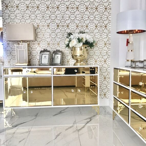 Tapeta glamour Versace IV geometryczna Art Deco Home złota