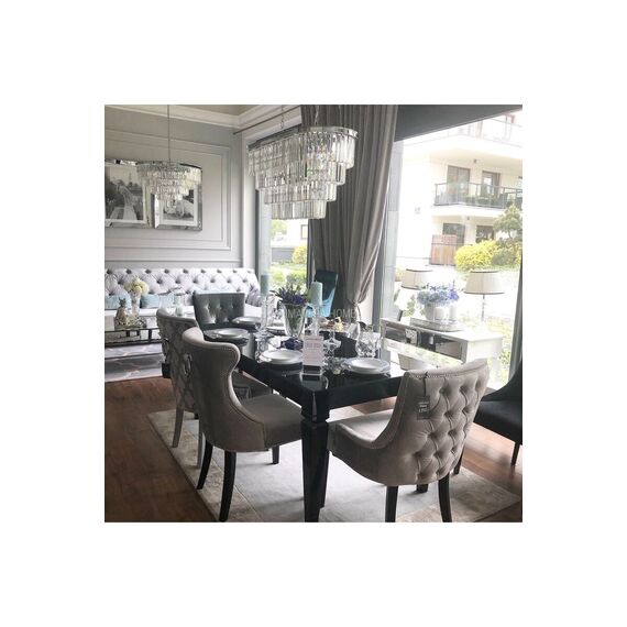 Krzesło  glamour z pikowanym oparciem, do jadalni, do toaletki, nowoczesne, klasyczne, tapicerowane, drewniane TIFFANY OUTLET