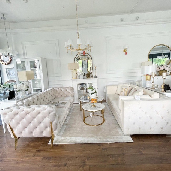 Glamour sofa sofa with pillows white quilted BIANKA