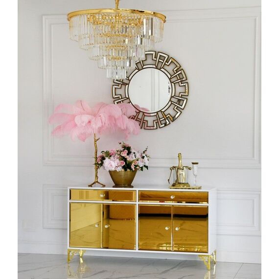 Komoda glamour luksusowa, drewniana, do salonu, do sypialni, drewniana, lakierowana złota designerska VENICE