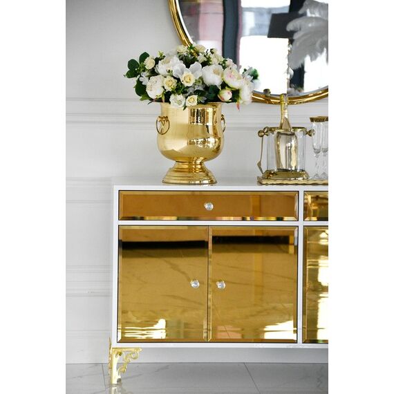 Komoda glamour luksusowa, drewniana, do salonu, do sypialni, drewniana, lakierowana złota designerska VENICE