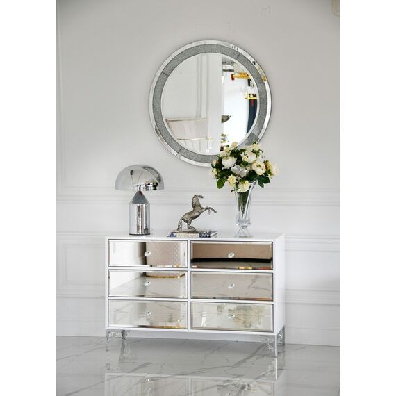 Luxurious wooden chest of drawers, for the living room, for the bedroom, glamor, classic, wooden, lacquered silver VENICE