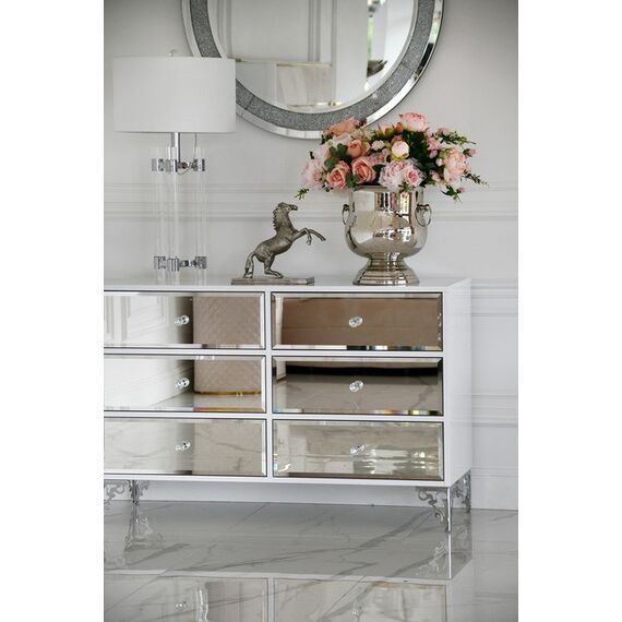 Luxurious wooden chest of drawers, for the living room, for the bedroom, glamor, classic, wooden, lacquered silver VENICE