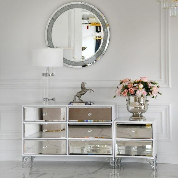 Luxurious wooden chest of drawers, for the living room, for the bedroom, glamor, classic, wooden, lacquered silver VENICE