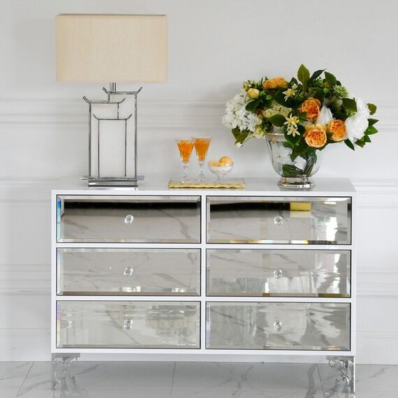 Luxurious wooden chest of drawers, for the living room, for the bedroom, glamor, classic, wooden, lacquered silver VENICE