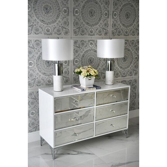 Luxurious wooden chest of drawers, for the living room, for the bedroom, glamor, classic, wooden, lacquered silver VENICE