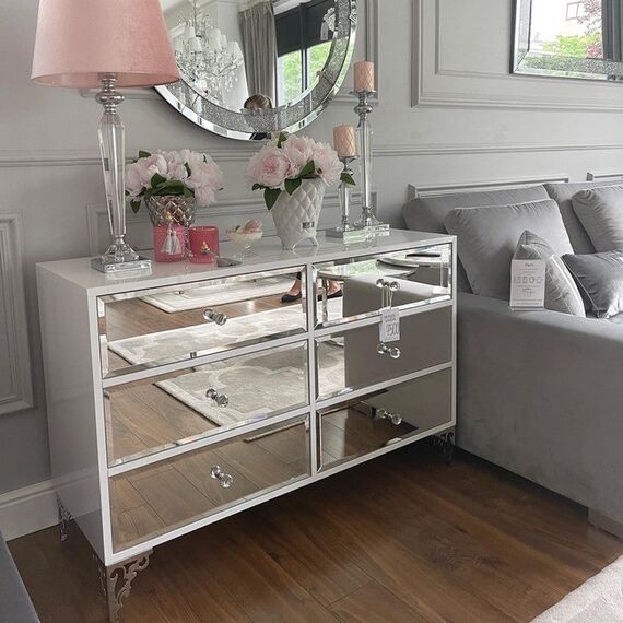 Luxurious wooden chest of drawers, for the living room, for the bedroom, glamor, classic, wooden, lacquered silver VENICE