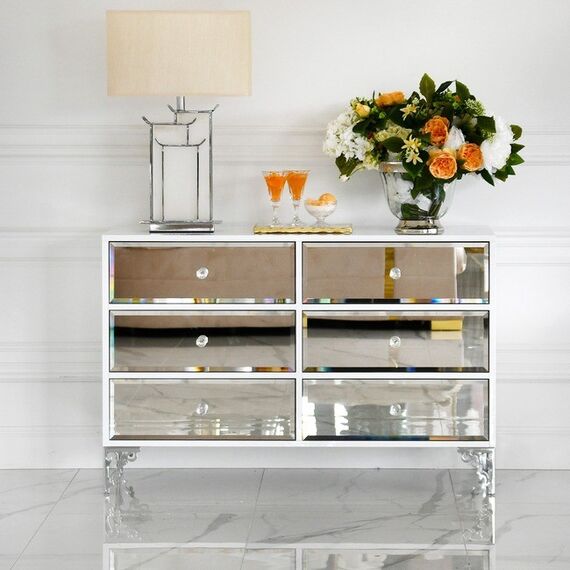 Luxurious wooden chest of drawers, for the living room, for the bedroom, glamor, classic, wooden, lacquered silver VENICE