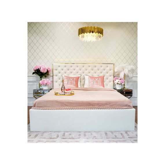 Decorative pillow with golden belt, for sofa, for bedroom, for living room, pink, gold