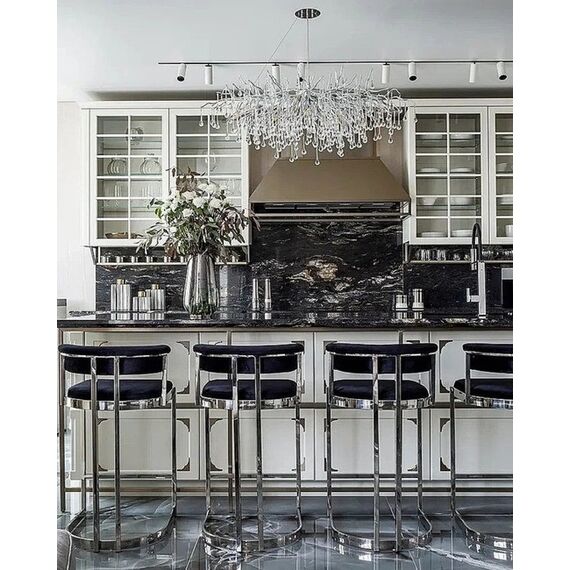 Glamor chandelier RAIN L 110 cm, designer, exclusive in a modern style, silver