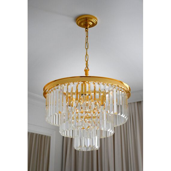 Glamor chandelier GLAMOR 50 cm crystal round, modern, hanging lamp, gold