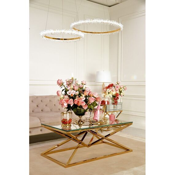 Crystal LED lamp, round ceiling lamp, ring, glamorous chandelier, modern gold BRINA