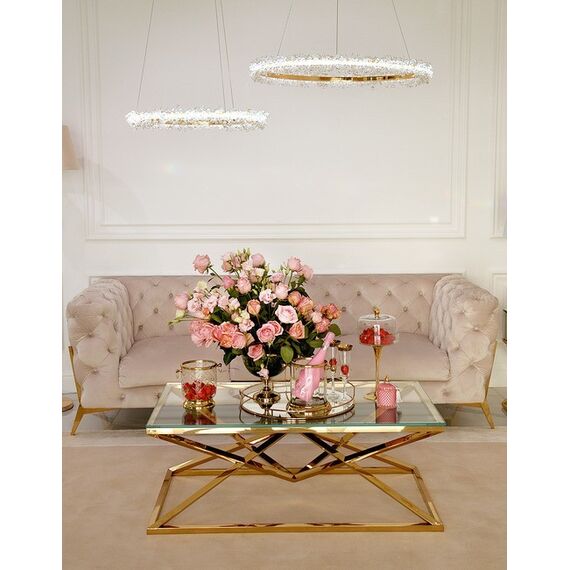 Crystal LED lamp, round ceiling lamp, ring, glamorous chandelier, modern gold BRINA