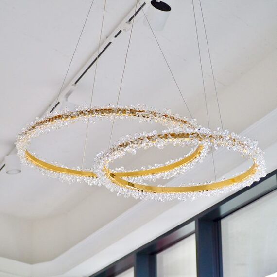 Crystal LED lamp, round ceiling lamp, ring, glamorous chandelier, modern gold BRINA
