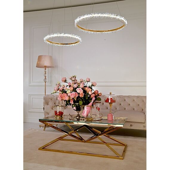 Crystal LED lamp, round ceiling lamp, ring, glamorous chandelier, modern gold BRINA