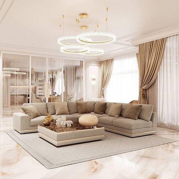 Crystal LED lamp, round ceiling lamp, ring, glamorous chandelier, modern gold BRINA