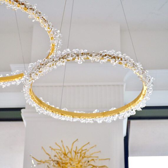 Crystal LED lamp, round ceiling lamp, ring, glamorous chandelier, modern gold BRINA