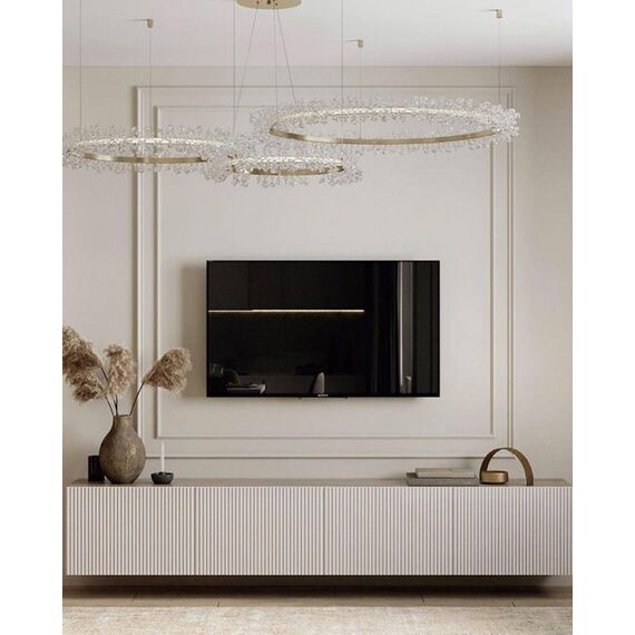 Crystal LED lamp, round ceiling lamp, ring, glamorous chandelier, modern gold BRINA