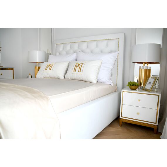 New York bed glamour upholstered quilted chesterfield grey, white MODERN