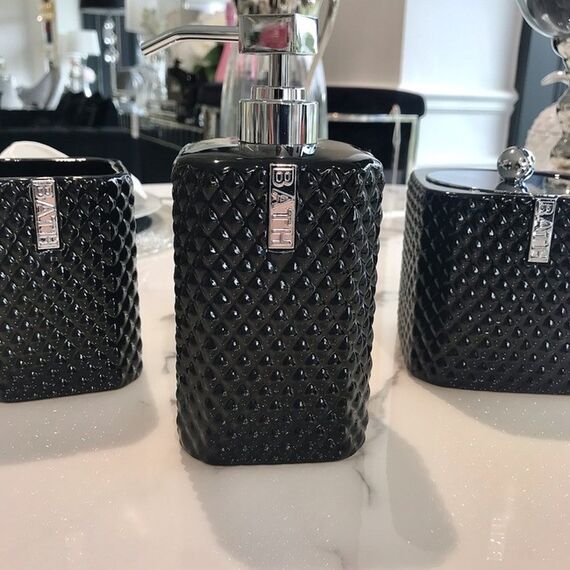 Ceramiczna mydelniczka srebrna czarna Lene Bjerre