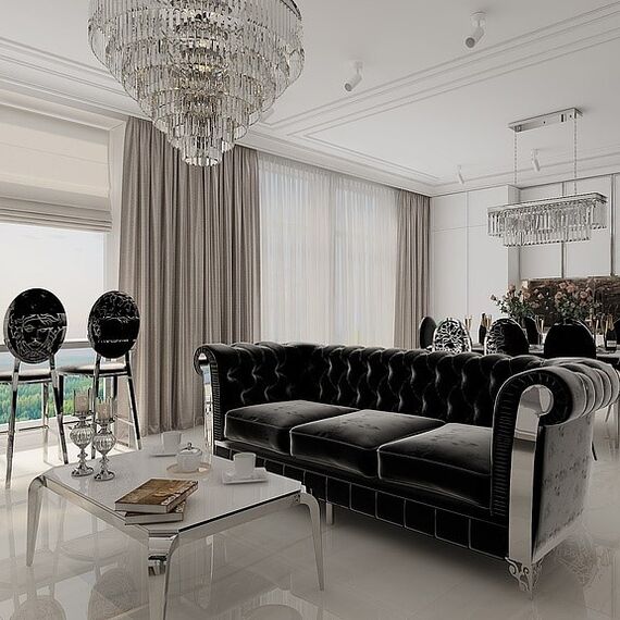 Krzesło glamour ekskluzywne do jadalni, nowoczesne, stalowe czarny, srebrny MEDUSA