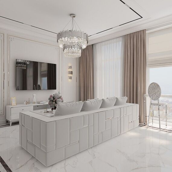 Luksusowy szary narożnik nowoczesny srebrny EMPORIO