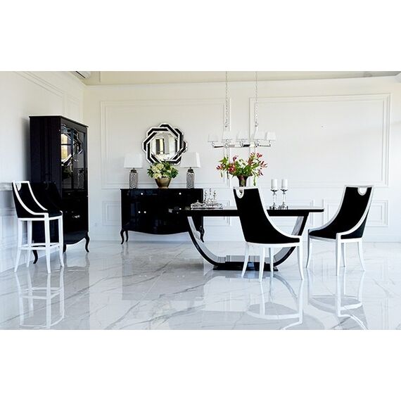 Upholstered stool REGINA glamor beech, black, white OUTLET