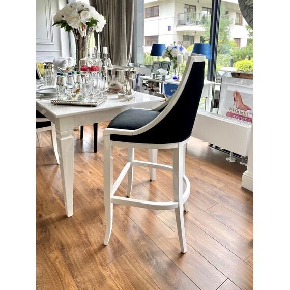 Upholstered stool REGINA glamor beech, black, white OUTLET