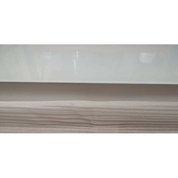 Stół glamour do jadalni, nowoczesny srebrny z białym szklanym blatem, stalowy 240cm BOND OUTLET