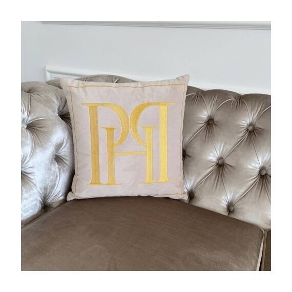 Pillow PH 40x40 with logo beige in velor fabric