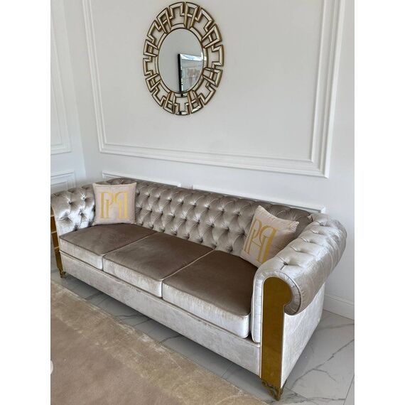 Pillow PH 40x40 with logo beige in velor fabric