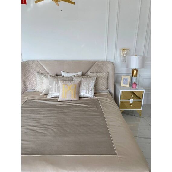 Pillow PH 40x40 with logo beige in velor fabric