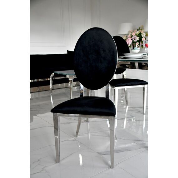 Krzesło glamour ekskluzywne do jadalni, nowoczesne, stalowe czarny, srebrny MEDUSA