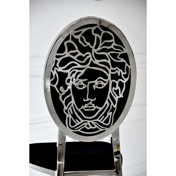 Luxurious bar stool, island stool, modern, glamor, black, silver Medusa