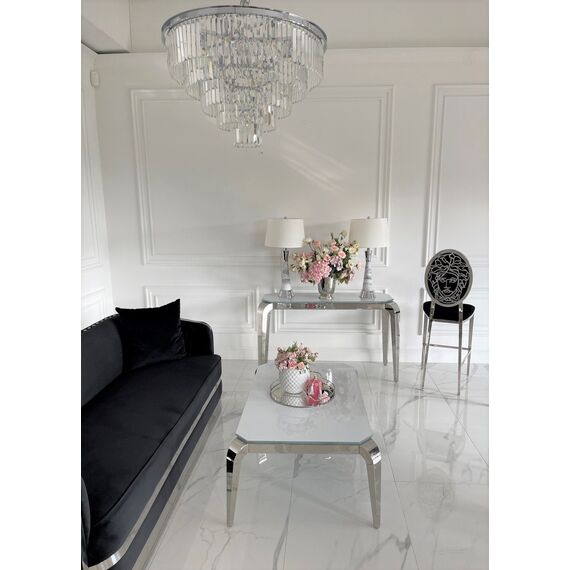 Luxurious bar stool, island stool, modern, glamor, black, silver Medusa