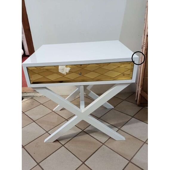 Szafka nocna glamour, boczna, drewniana, lakierowana, nowoczesna do salonu, do sypialni, złota VIKI OUTLET