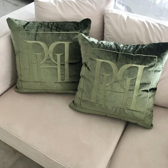 Decorative pillow 50x50, dark green, green, with the PH logo