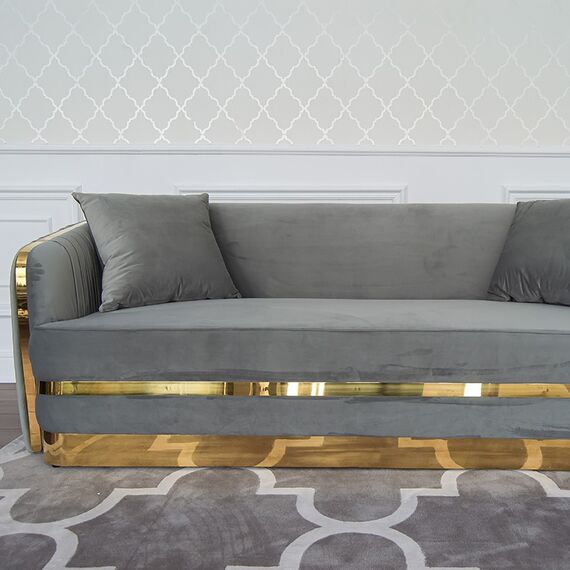 Luksusowa sofa złota 3 osobowa szara nowoczesna MADONNA OUTLET
