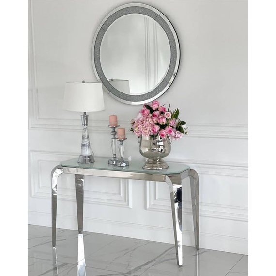 A diamond round mirror in the galmour style PAOLA SILVER