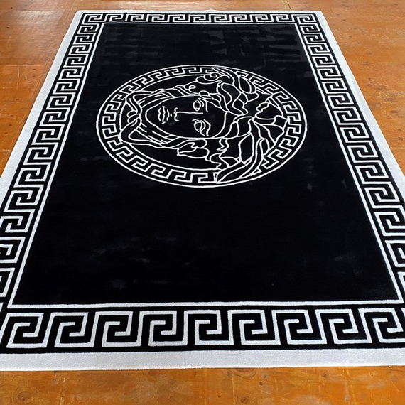 A modern black and white rug MEDUZA