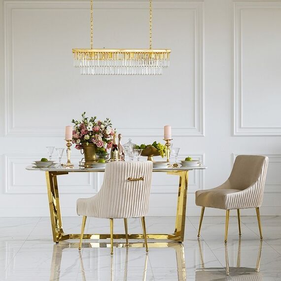 Glamor Dining Table Exclusive, Steel, Gold, brown Top 220 cm KENT OUTLET